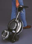 17" fold down handle burnisher.  Convienent.